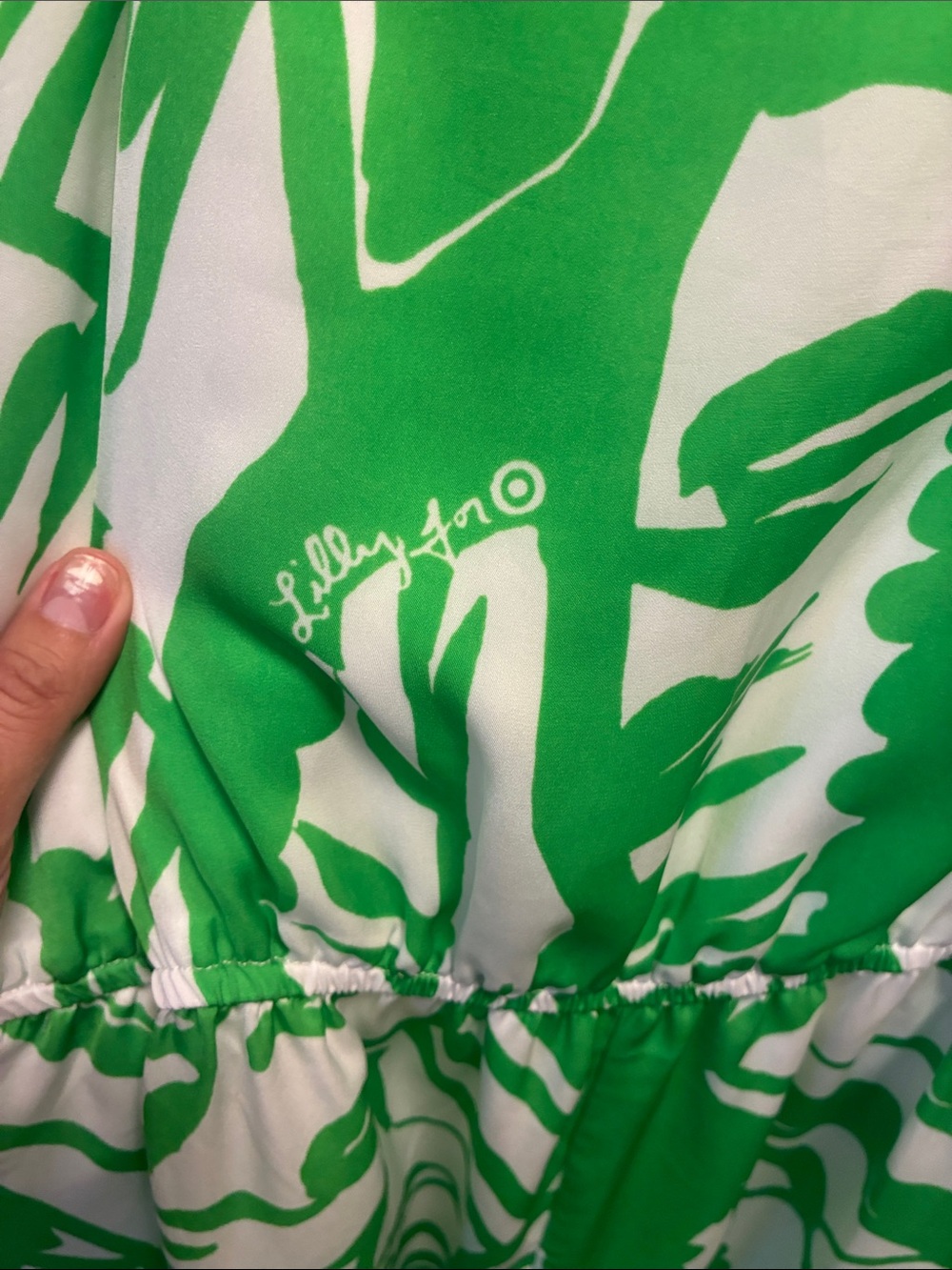 Lilly Pulitzer for Target Green & White Palm-Print Wide-Leg Jumpsuit w/ pockets - Picture 6 of 13